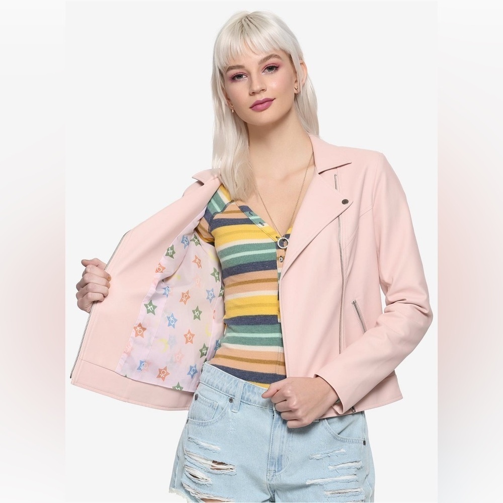 Sailor Moon In The Name Of The Moon Pink Girls Faux Leather Moto Hot Topic Exclu
